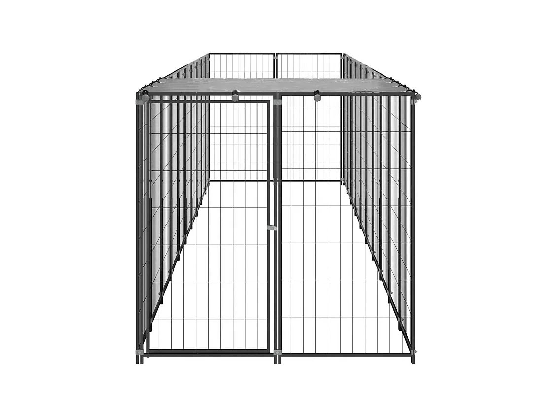 Chenil extérieur cage enclos noire 550 x 110 x 110 cm 02_0000546