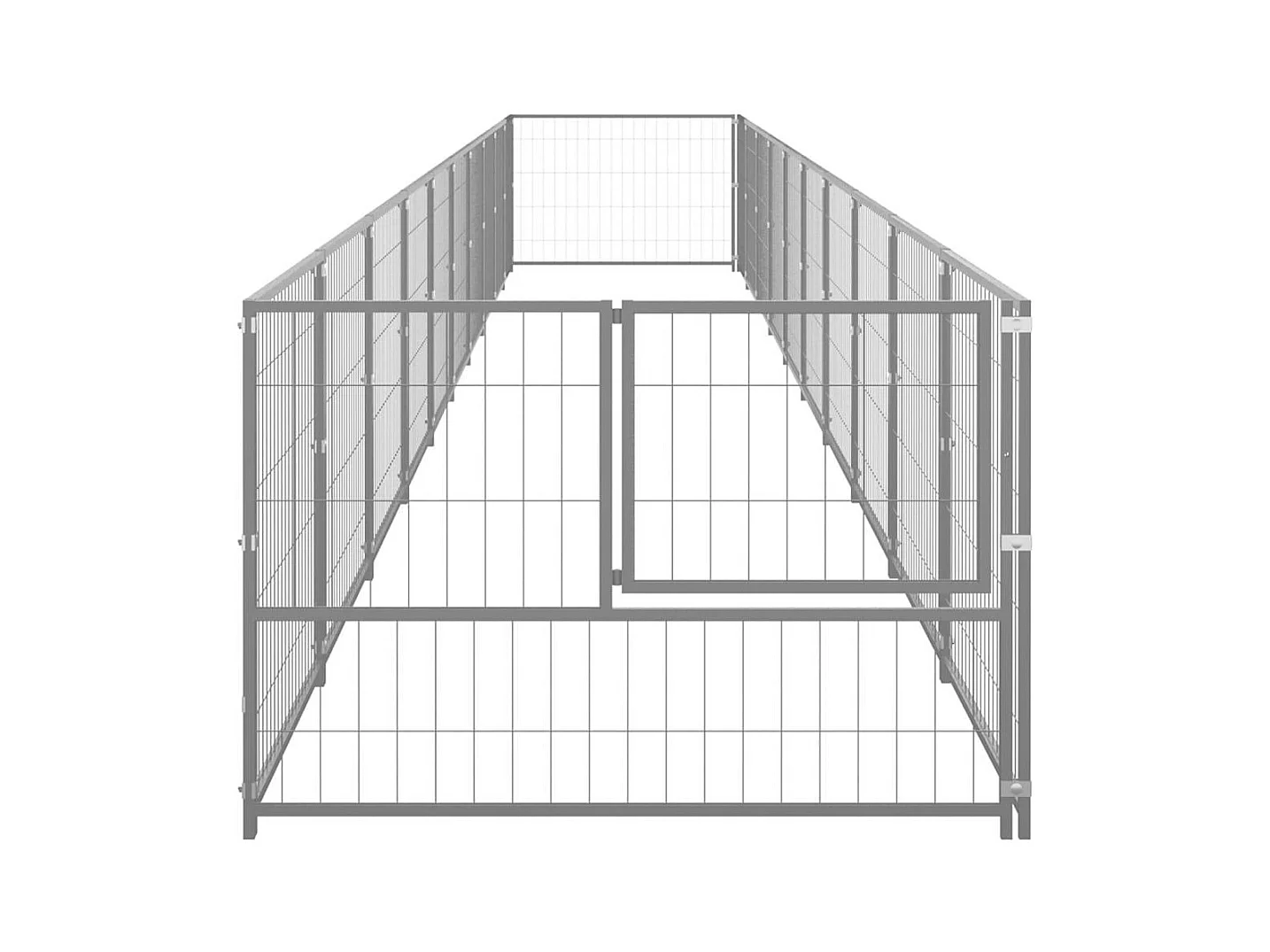 Chenil extérieur cage enclos argenté 1000 x 100 x 70 cm 02_0000228