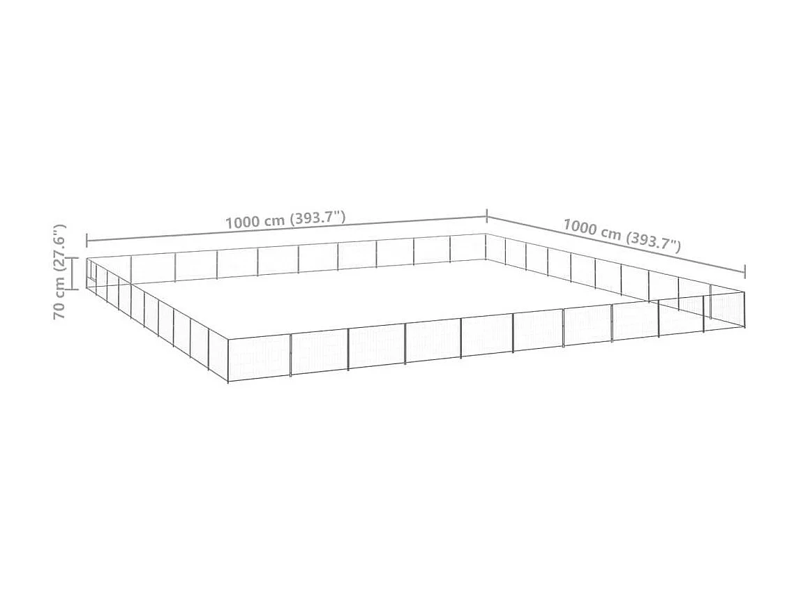 Chenil extérieur cage enclos argenté 1000 x 1000 x 70 cm 02_0000232