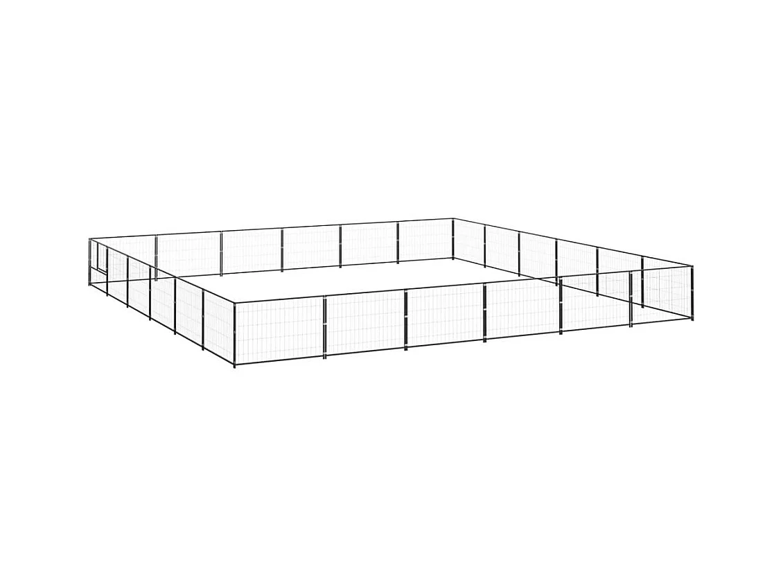 Chenil extérieur cage enclos noire 600 x 600 x 70 cm 02_0000528