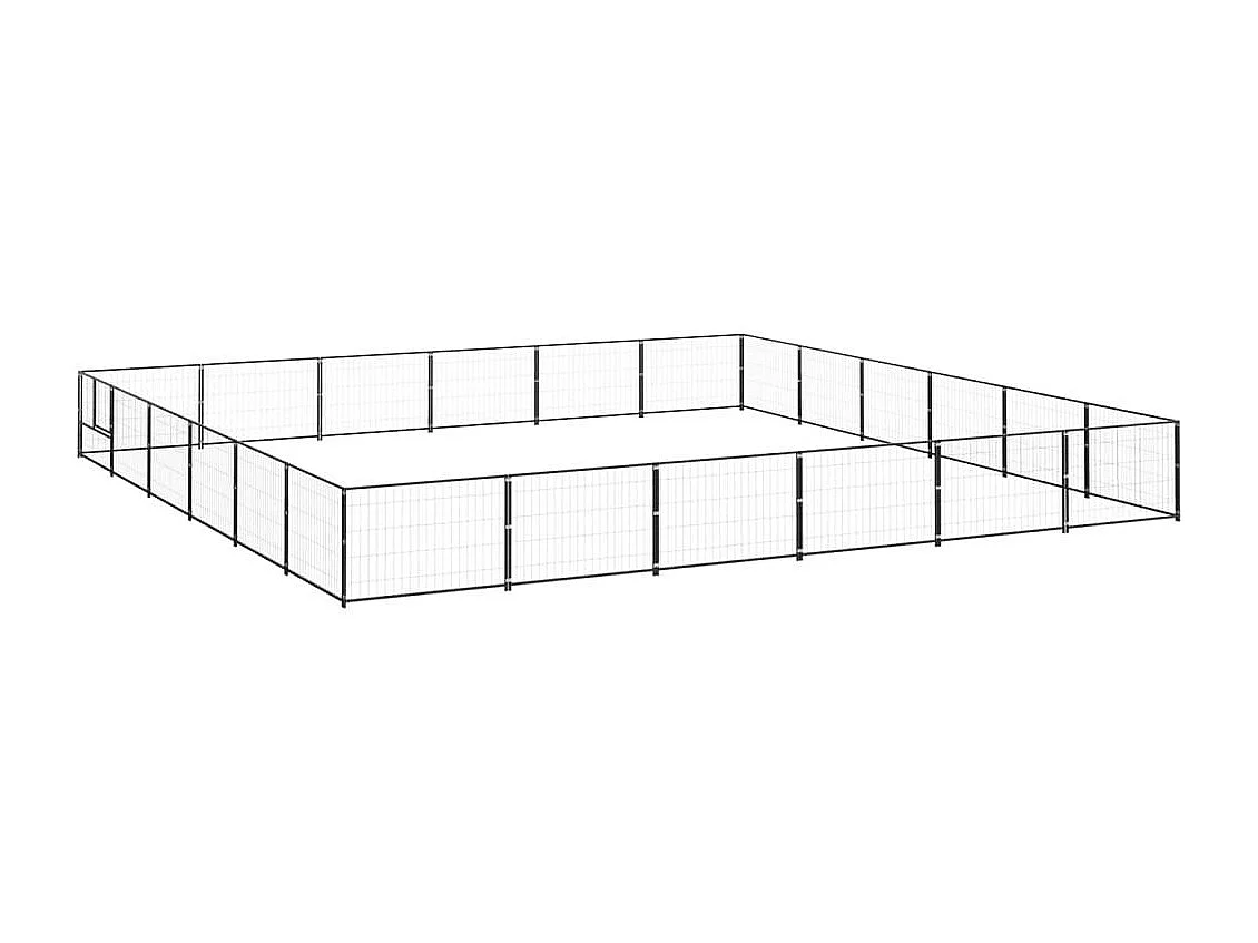 Cuccia da esterno gabbia recinto parco animali cane nero 36 m² acciaio 02_0000528