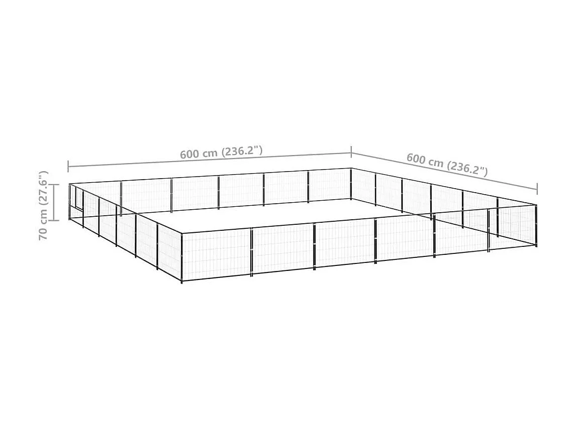 Cuccia da esterno gabbia recinto parco animali cane nero 36 m² acciaio 02_0000528