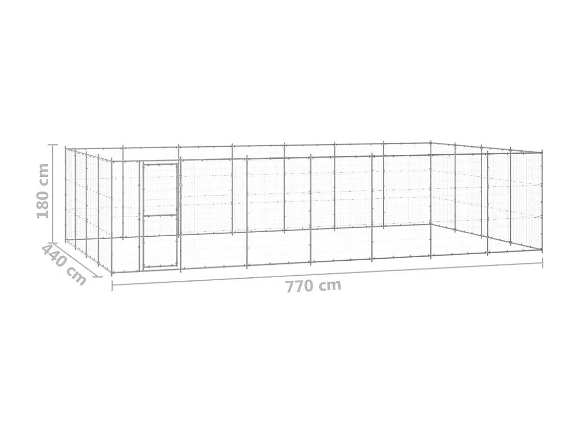 Chenil extérieur cage enclos 770 x 440 x 180 cm 02_0000420