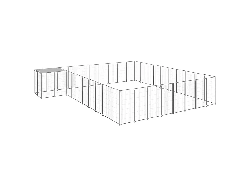 Chenil extérieur cage enclos argenté 550 x 550 x 110 cm 02_0000260