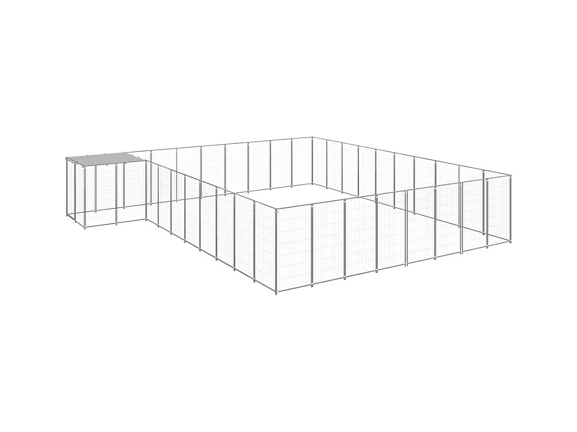 Chenil extérieur cage enclos argenté 550 x 550 x 110 cm 02_0000260