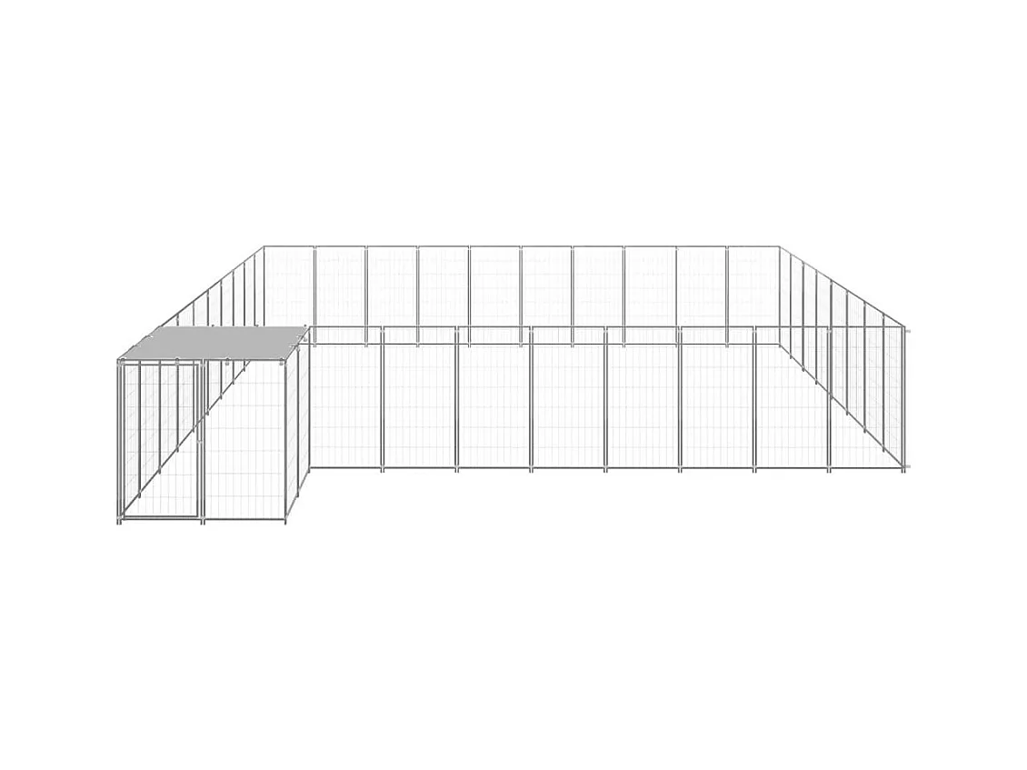 Chenil extérieur cage enclos argenté 550 x 550 x 110 cm 02_0000260