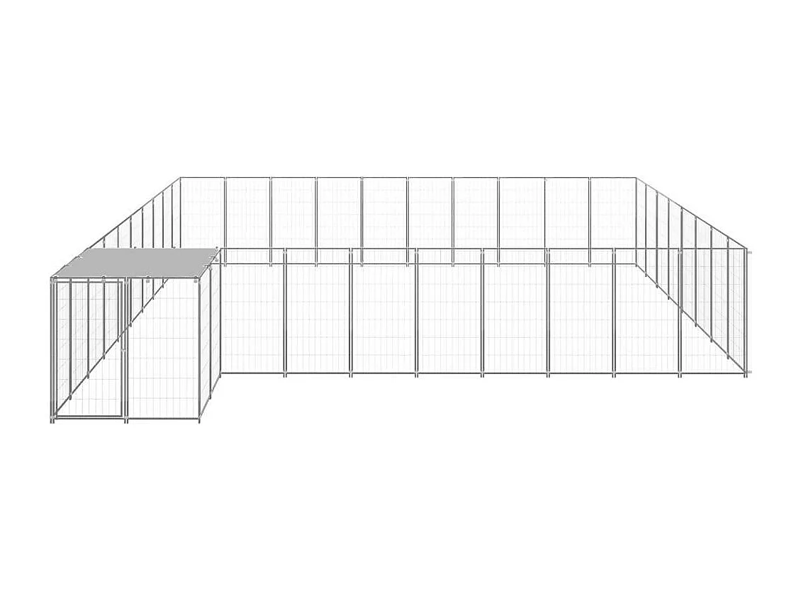 Jaula para perrera exterior, parque para mascotas, perro, plata, 25,41 m², acero 02_0000260