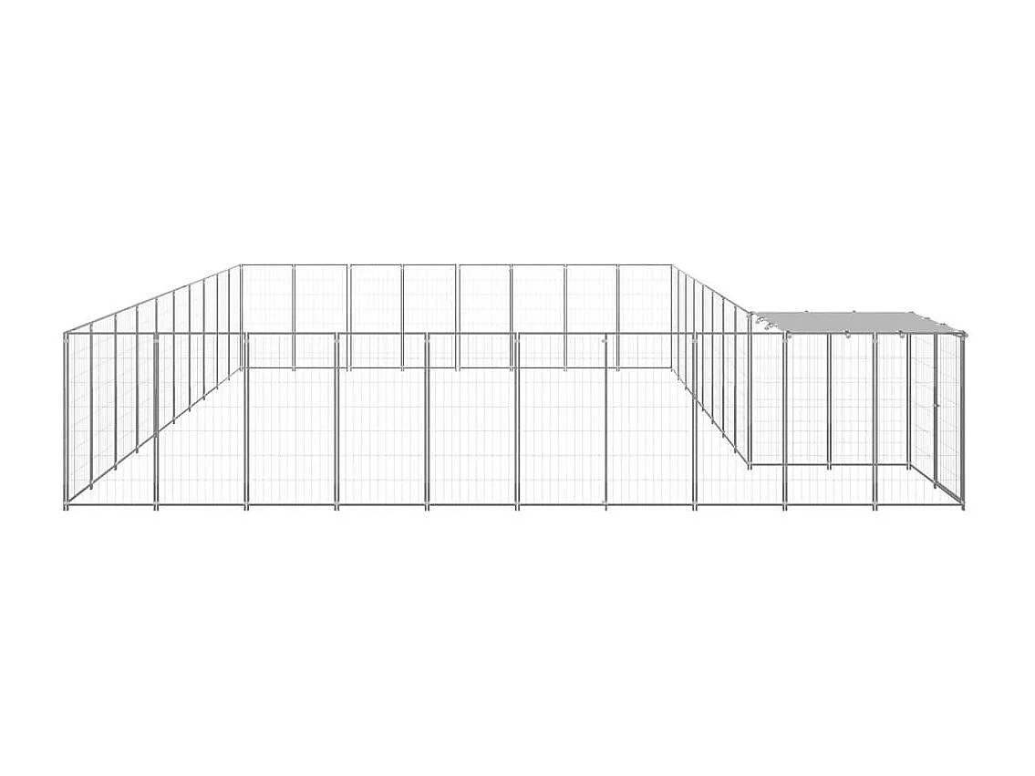 Jaula para perrera exterior, parque para mascotas, perro, plata, 25,41 m², acero 02_0000260
