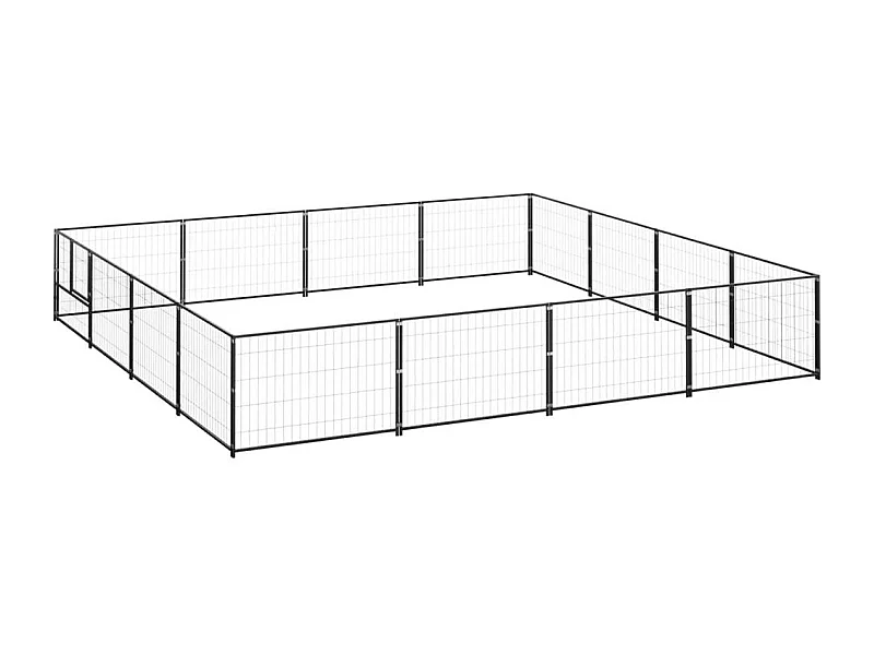 Cuccia da esterno gabbia recinto parco animali cane nero 16 m² acciaio 02_0000500