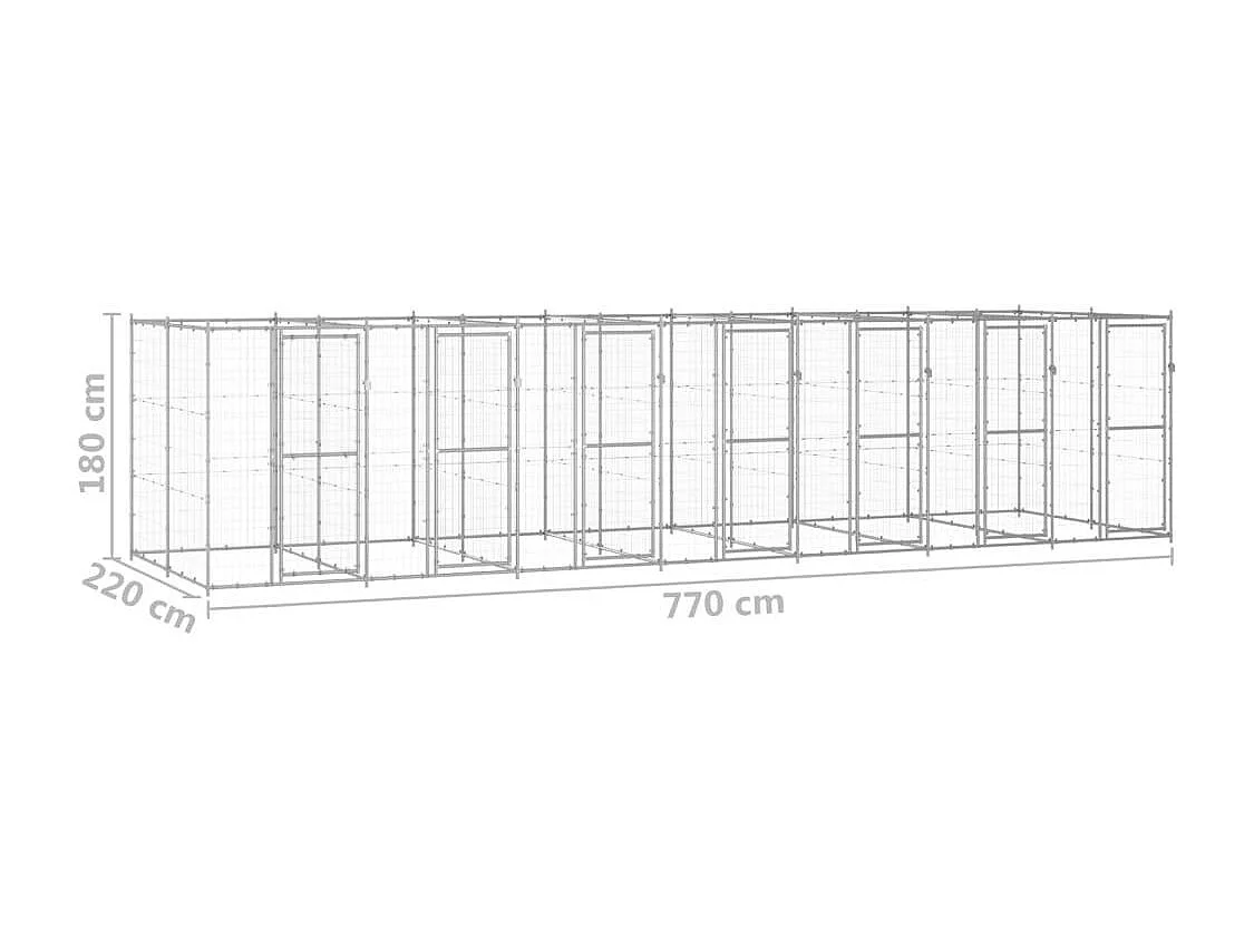 Recinto per animali da esterno per cani in acciaio zincato 16,94 m² 02_0000409