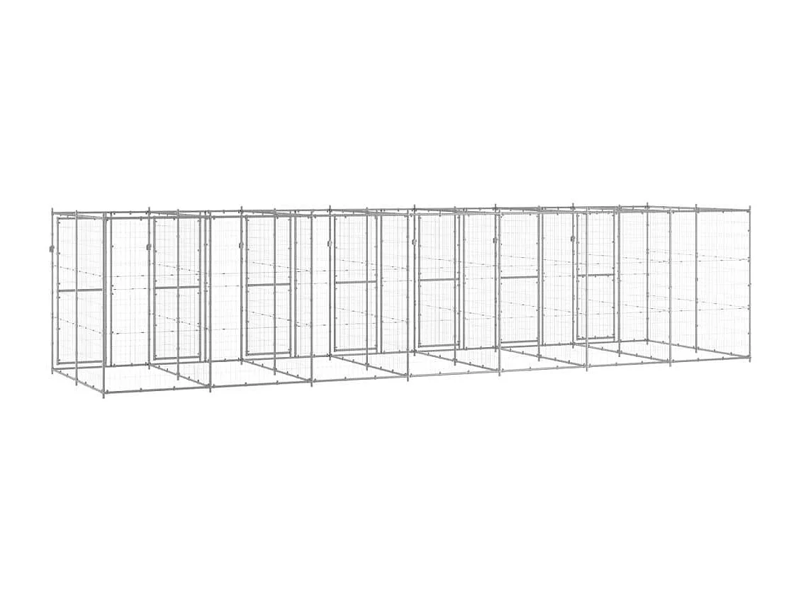 Recinto per animali da esterno per cani in acciaio zincato 16,94 m² 02_0000409