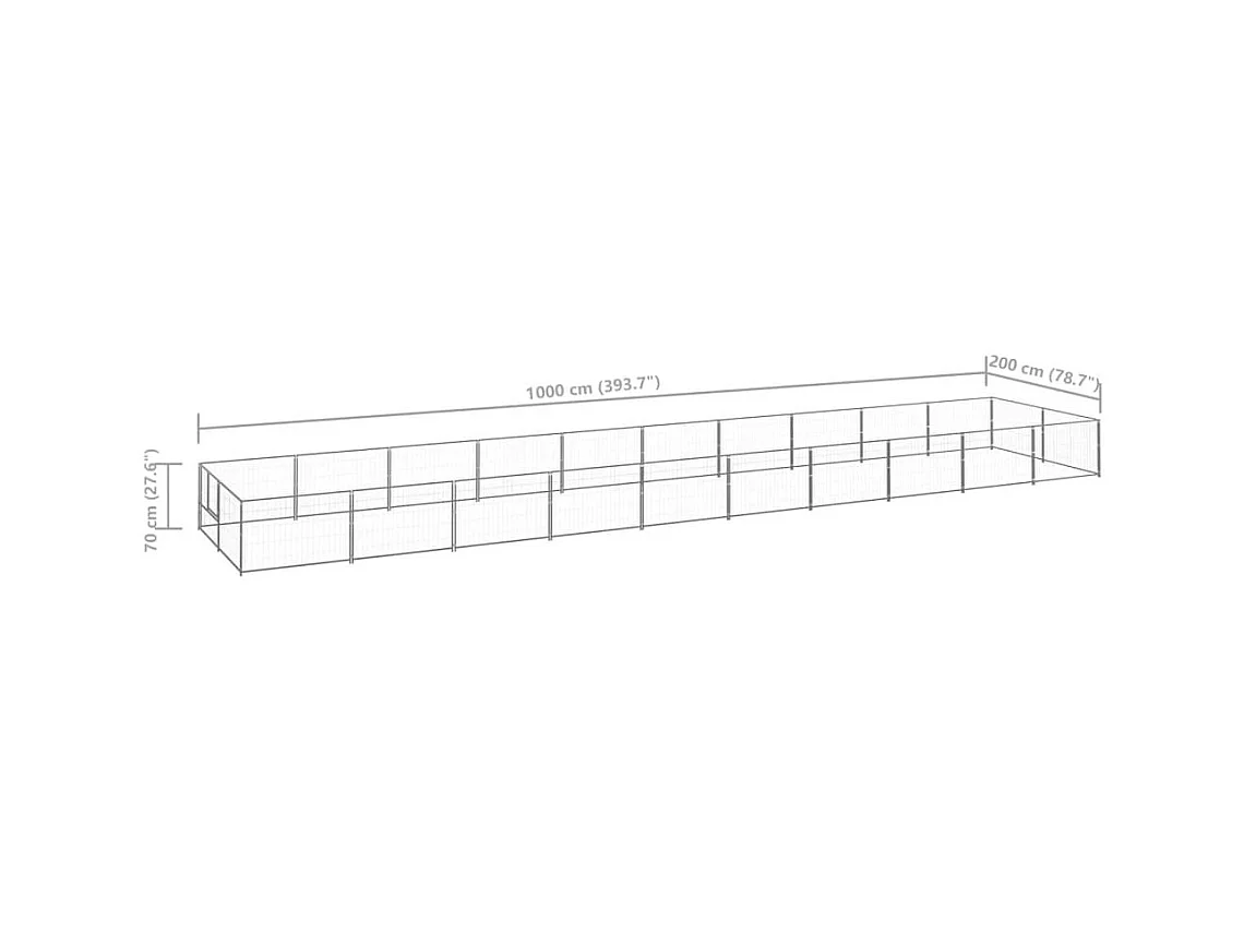 Jaula para perrera exterior, parque para mascotas, perro, plata, 20 m², acero 02_0000250