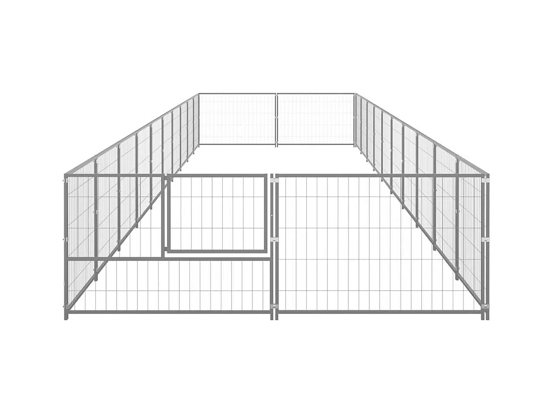 Jaula para perrera exterior, parque para mascotas, perro, plata, 20 m², acero 02_0000250
