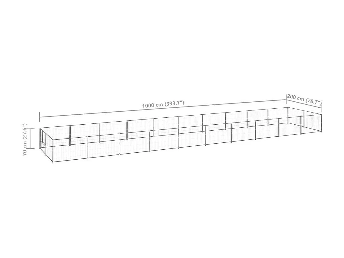 Cuccia da esterno gabbia per cani parco animali argento 20 m² acciaio 02_0000250