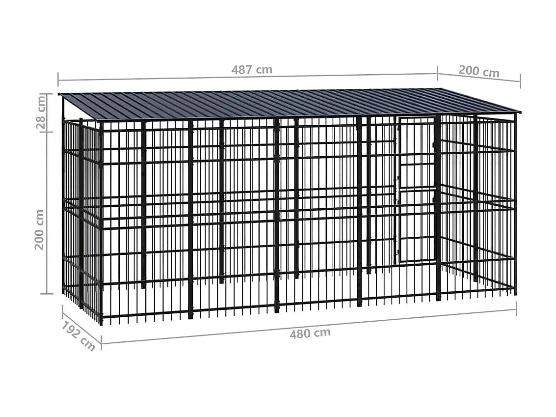 Chenil cage enclos pac noire 480 x 192 x 200 cm 02_0041771