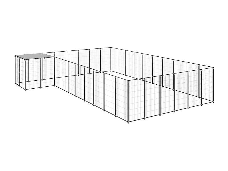 Chenil extérieur cage enclos noire 440 x 550 x 110 cm 02_0000504
