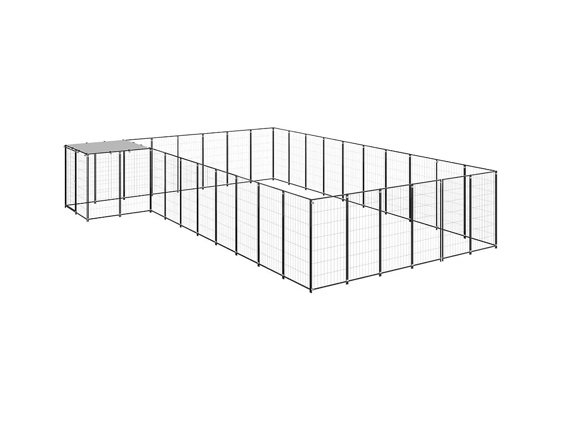 Chenil extérieur cage enclos noire 440 x 550 x 110 cm 02_0000504