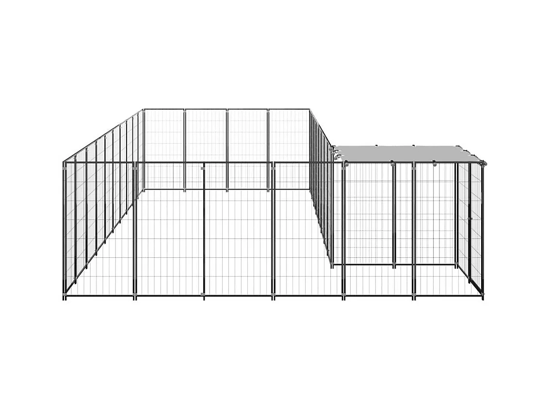 Chenil extérieur cage enclos noire 440 x 550 x 110 cm 02_0000504