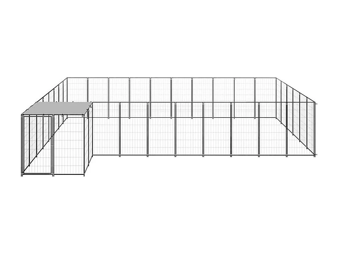 Canil externo gaiola para animais parque para cães 19,36 m² aço preto 02_0000504