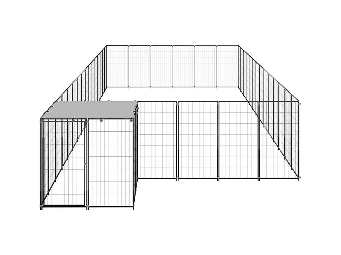 Chenil extérieur cage enclos noire 880 x 330 x 110 cm 02_0000516