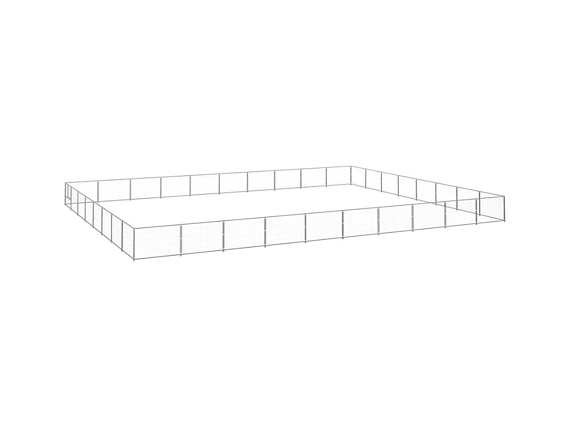 Jaula para perrera exterior, parque para mascotas, perro, plata, 80 m², acero 02_0000305