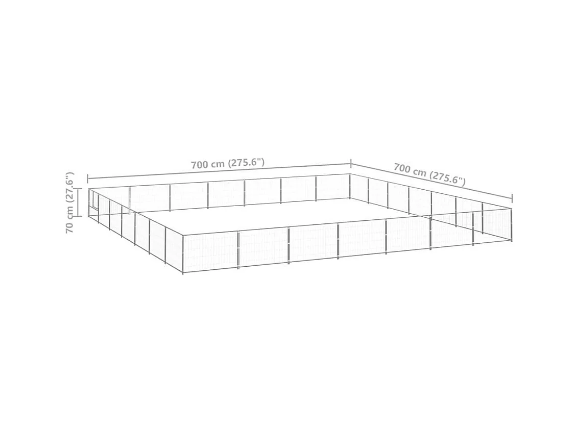 Chenil extérieur cage enclos argenté 700 x 700 x 70 cm 02_0000284