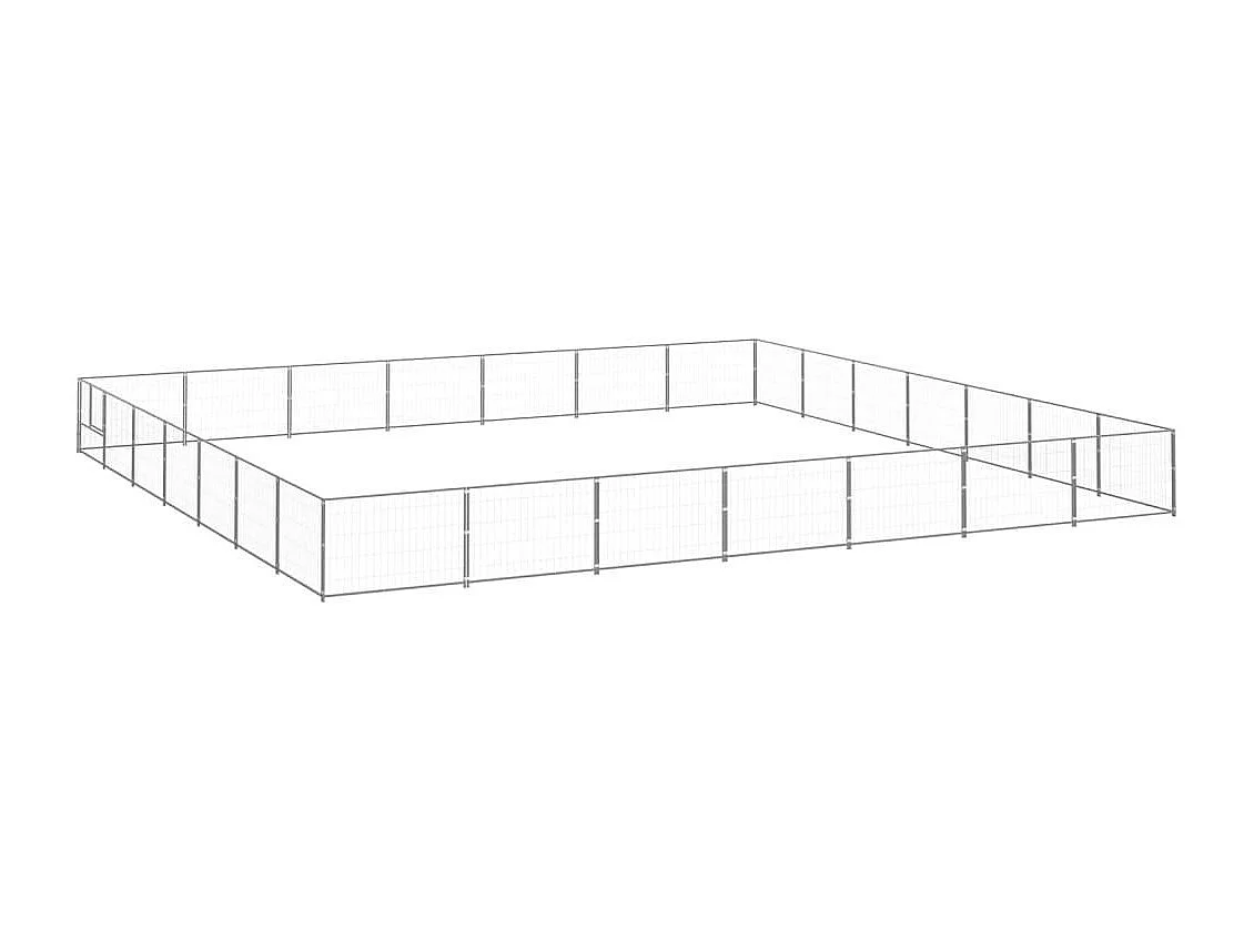 Cuccia da esterno gabbia per cani parco animali argento 49 m² acciaio 02_0000284