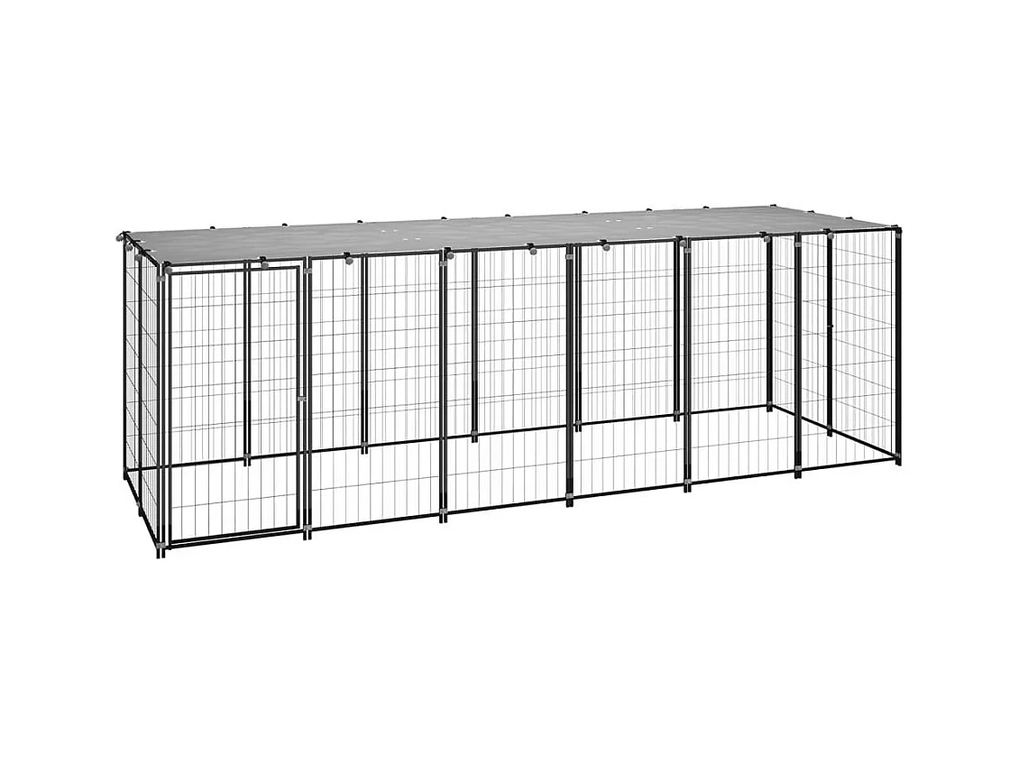 Chenil extérieur cage enclos grise 330 x 110 x 110 cm 02_0000525