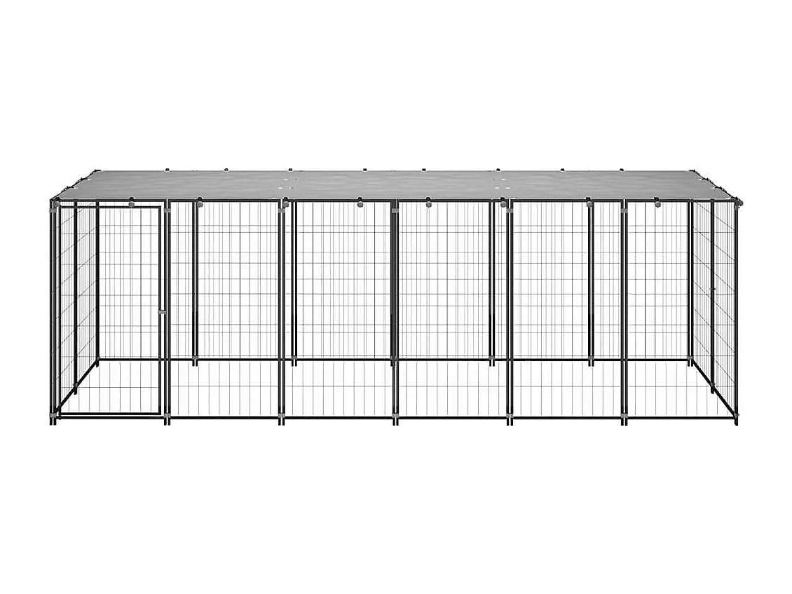 Gaiola para canil externo parque para cães animais 330 x 110 x 110 cm aço preto e cinza 02_0000525