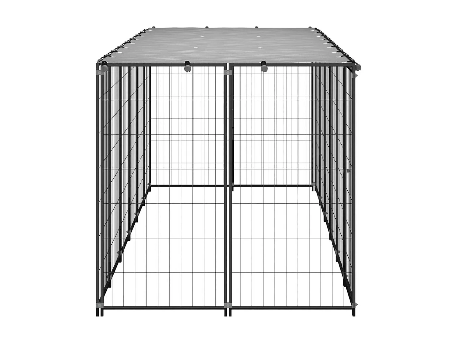 Gaiola para canil externo parque para cães animais 330 x 110 x 110 cm aço preto e cinza 02_0000525