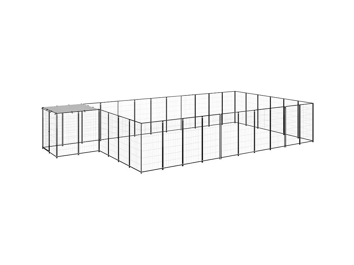 Chenil extérieur cage enclos noire 660 x 330 x 110 cm 02_0000503