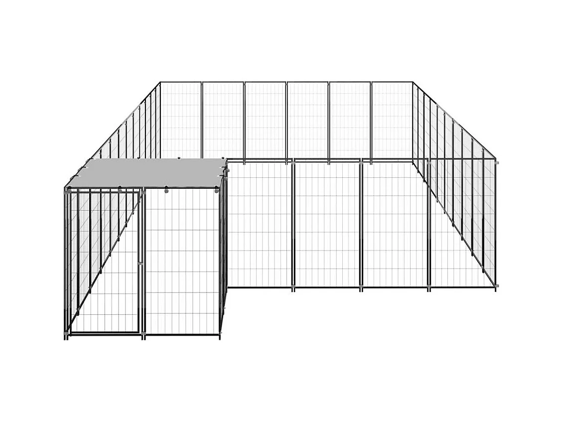 Chenil extérieur cage enclos noire 660 x 330 x 110 cm 02_0000503