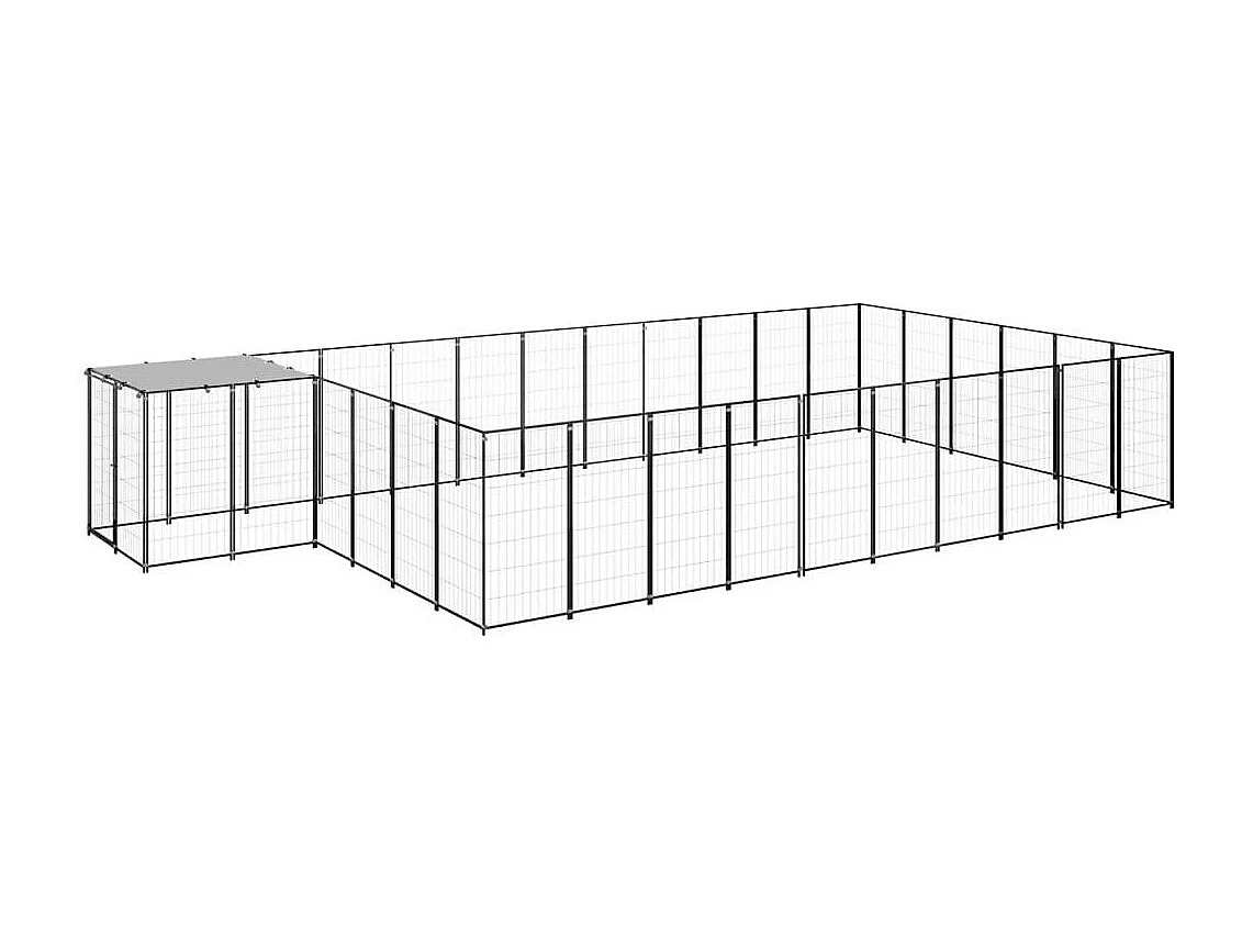 Chenil extérieur cage enclos noire 660 x 330 x 110 cm 02_0000503