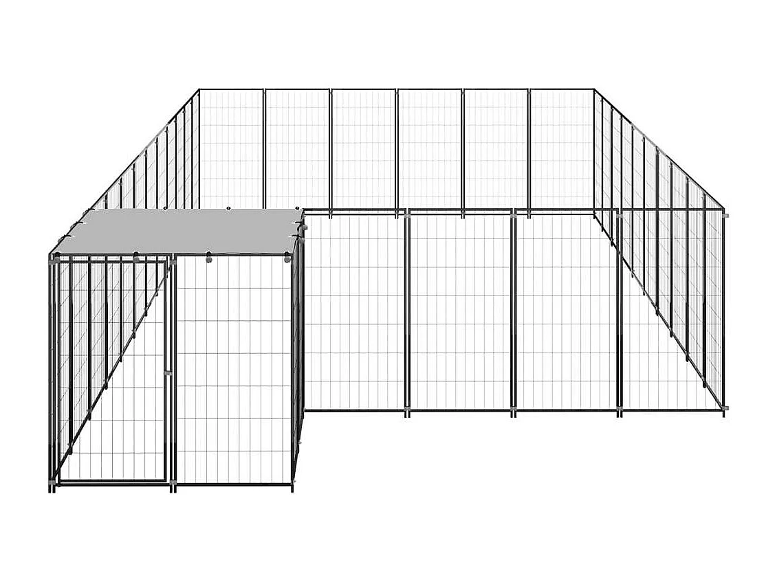 Chenil extérieur cage enclos noire 660 x 330 x 110 cm 02_0000503
