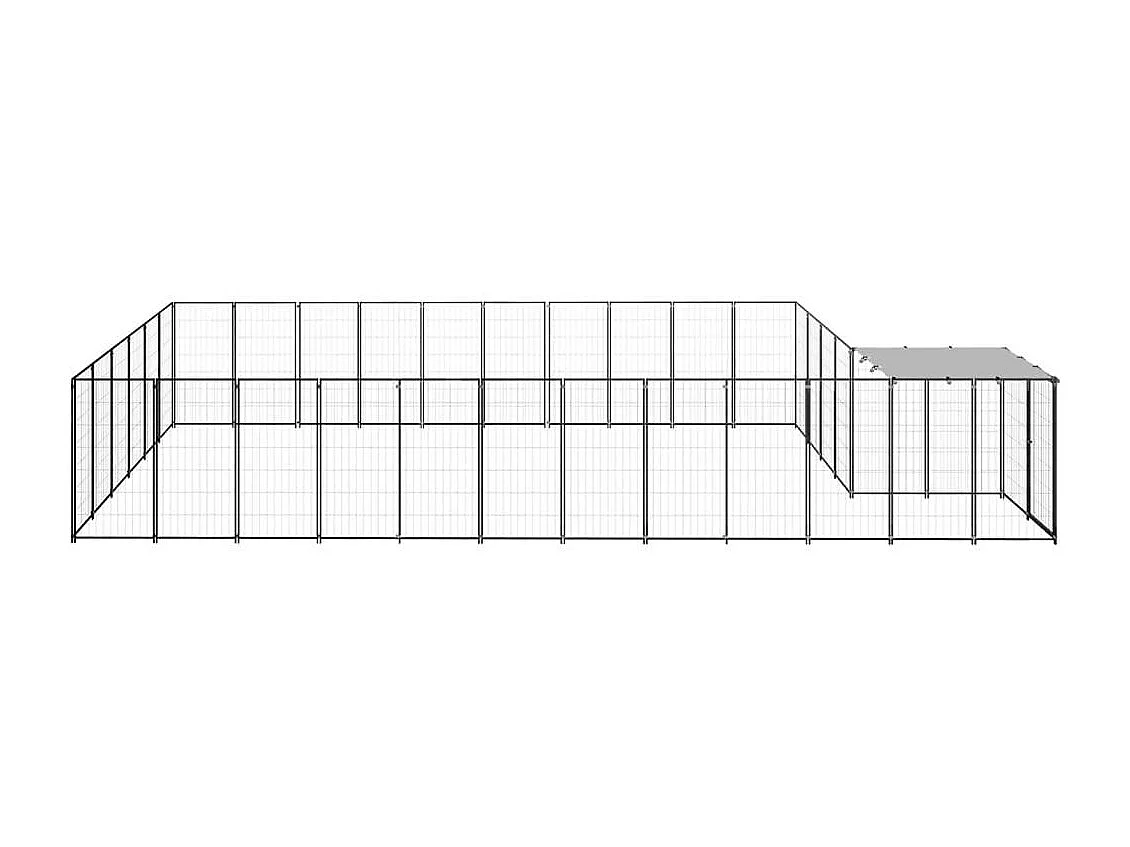 Chenil extérieur cage enclos noire 660 x 330 x 110 cm 02_0000503