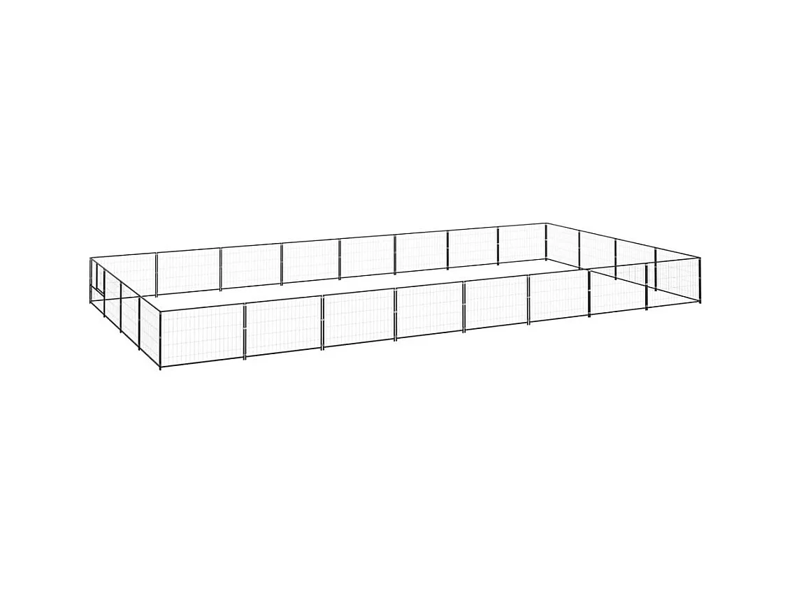 Jaula para perrera de exterior, recinto para parque de animales, perro, negro, 32 m², acero 02_0000524