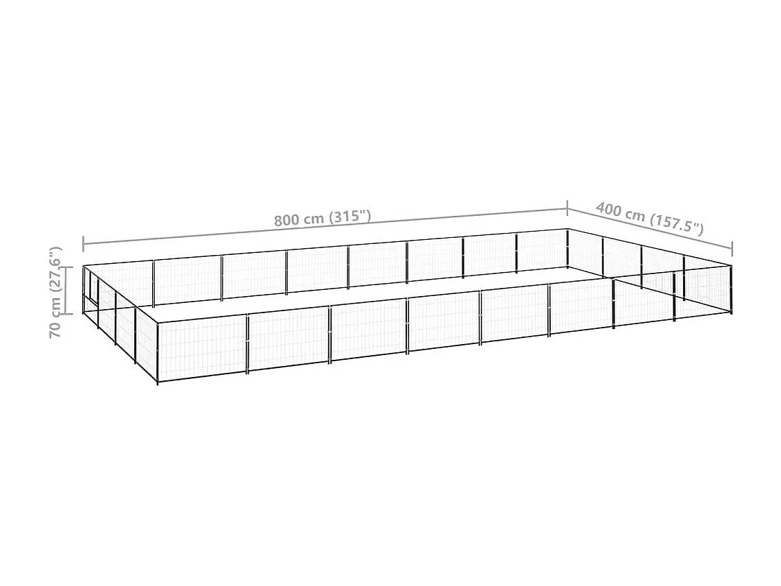 Cuccia da esterno gabbia recinto parco animali cane nero 32 m² acciaio 02_0000524