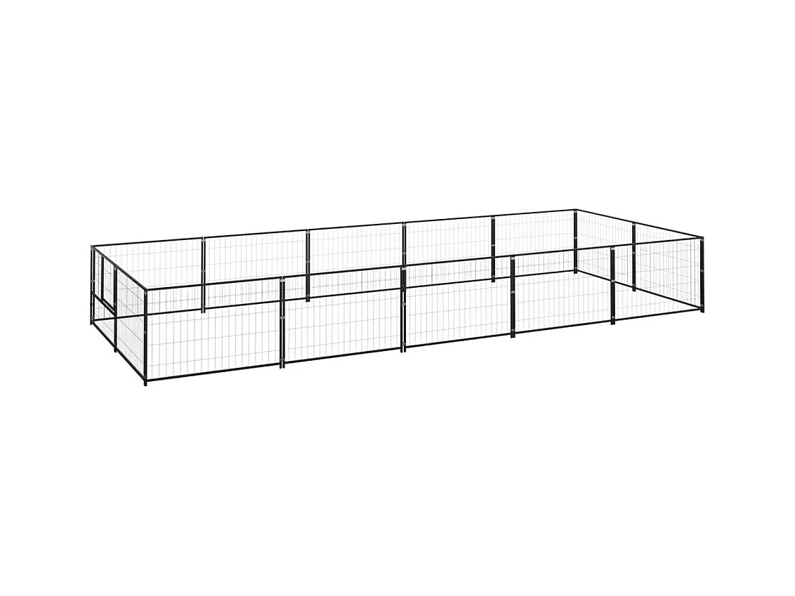 Cuccia da esterno gabbia recinto parco animali cane nero 10 m² acciaio 02_0000485