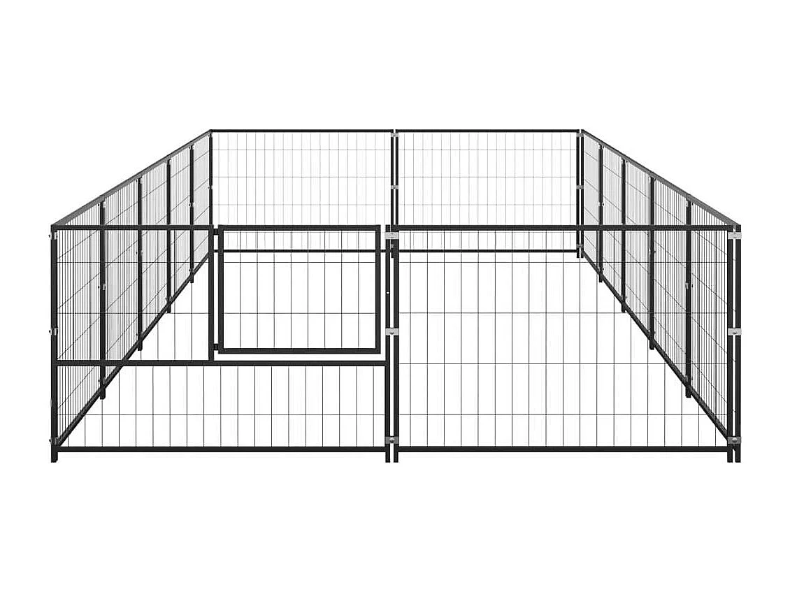 Cuccia da esterno gabbia recinto parco animali cane nero 10 m² acciaio 02_0000485