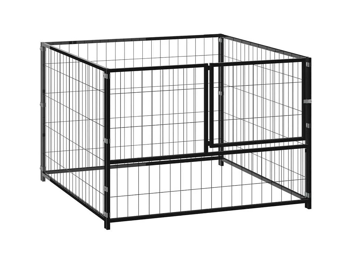 Chenil extérieur cage enclos noire 100 x 100 x 70 cm 02_0000489