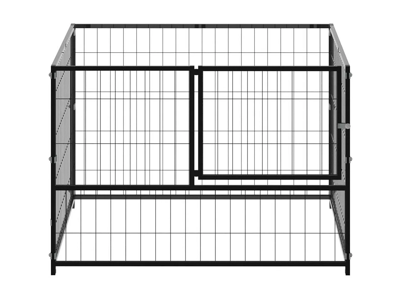 Cuccia da esterno gabbia recinto parco animali cane nero 100 x 100 x 70 cm acciaio 02_0000489