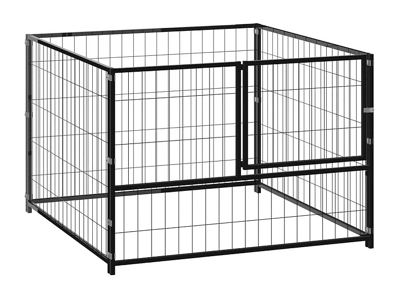 Gaiola para canil ao ar livre parque animal cão preto 100 x 100 x 70 cm aço 02_0000489