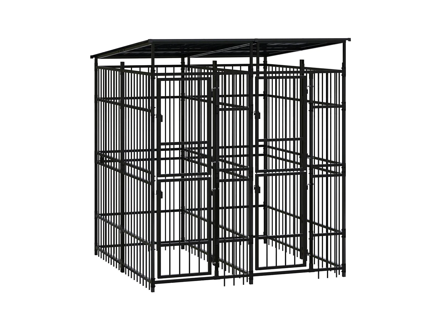Canil gaiola exterior animal pac com teto para cães aço 3,69 m² preto 02_0041757