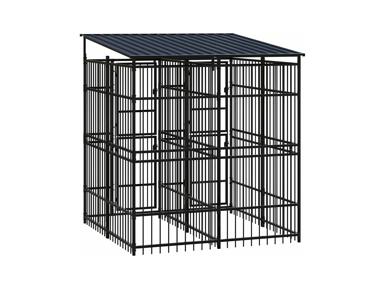Canil gaiola exterior animal pac com teto para cães aço 3,69 m² preto 02_0041757