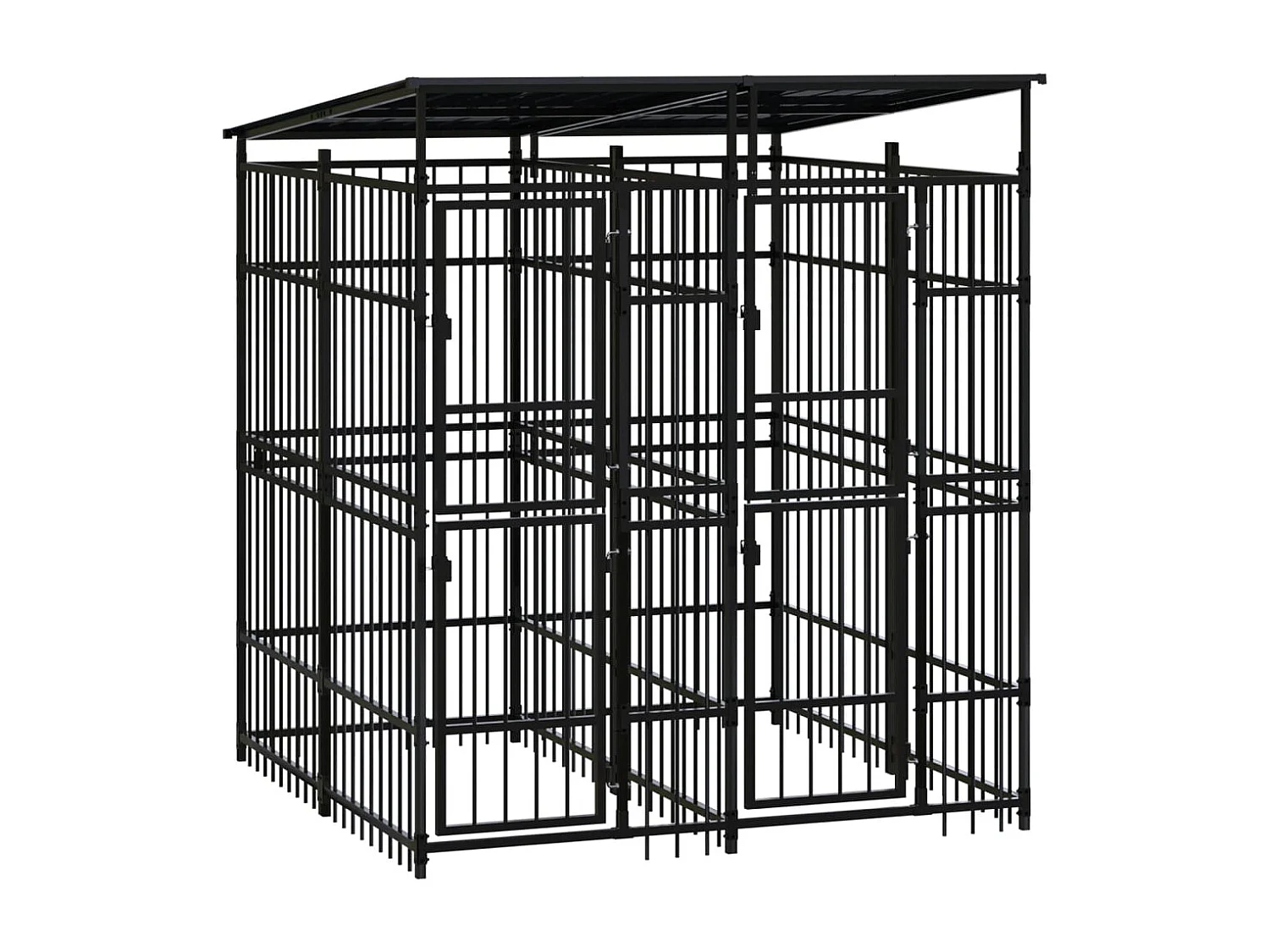 Canil gaiola exterior animal pac com teto para cães aço 3,69 m² preto 02_0041757