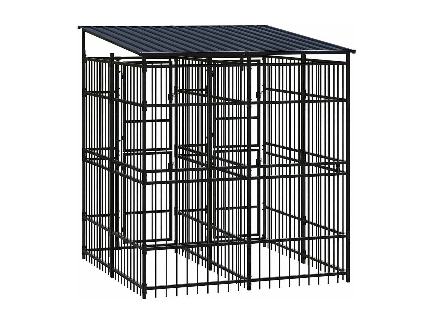 Canil gaiola exterior animal pac com teto para cães aço 3,69 m² preto 02_0041757