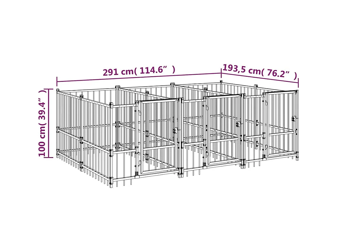 Chenil cage enclos pac noire 291 x 193.5 x 100 cm 02_0041858