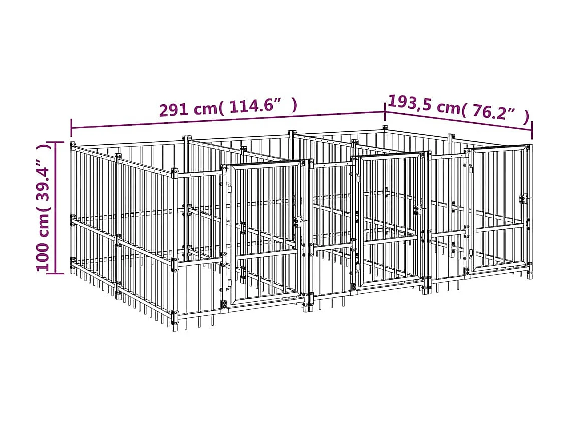 Chenil cage enclos pac noire 291 x 193.5 x 100 cm 02_0041858