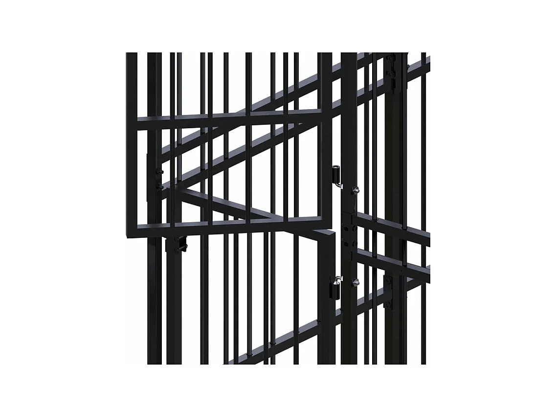 Canil gaiola exterior animal pac com teto para cães aço 18,43 m² preto 02_0041751