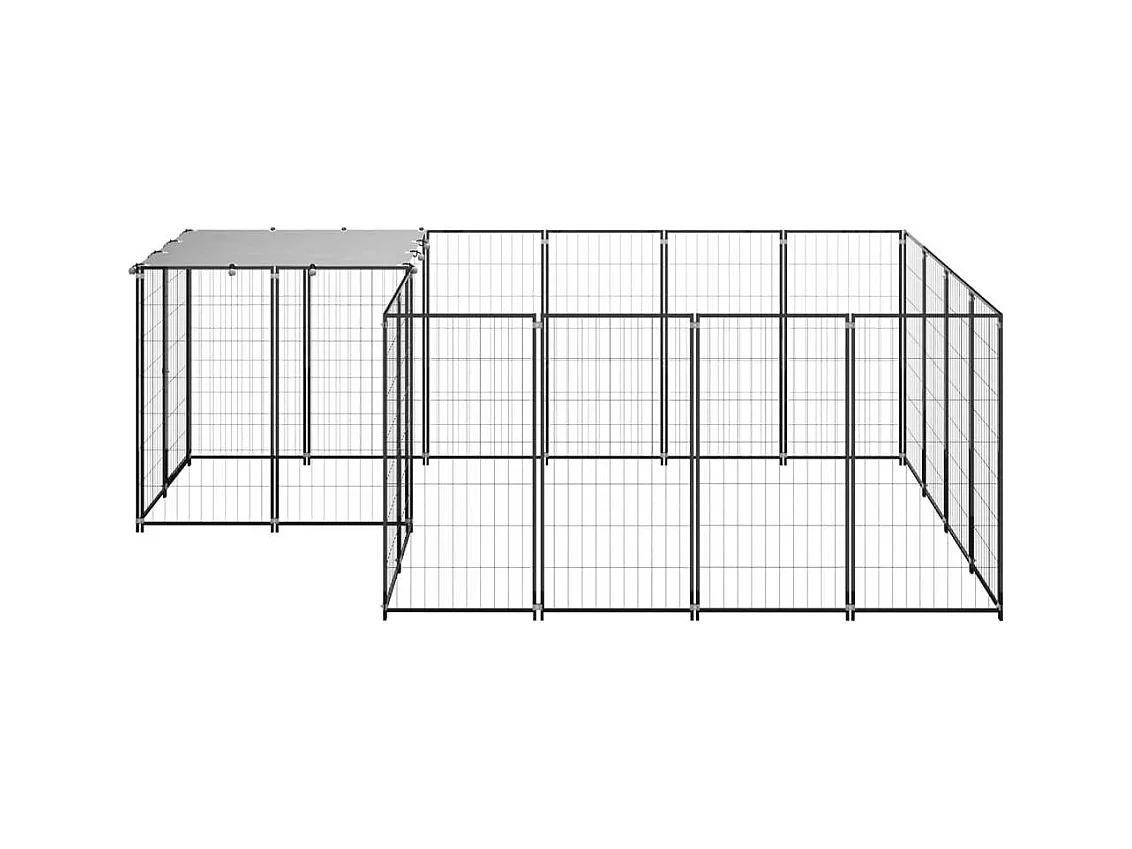 Chenil extérieur cage enclos noire 330 x 220 x 110 cm 02_0000547